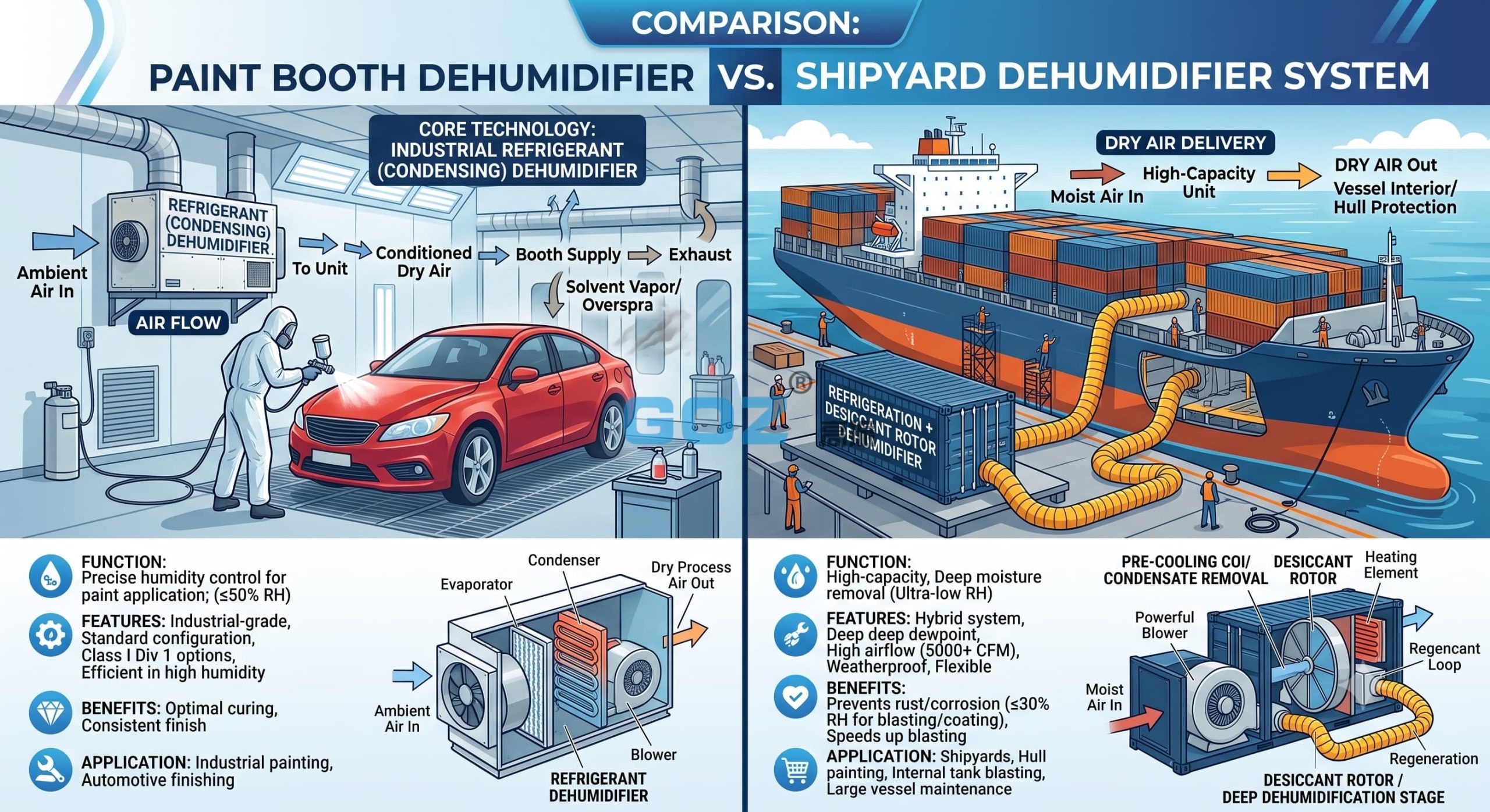 Paint Booth Dehumidifier vs Shipyard Dehumidifier System