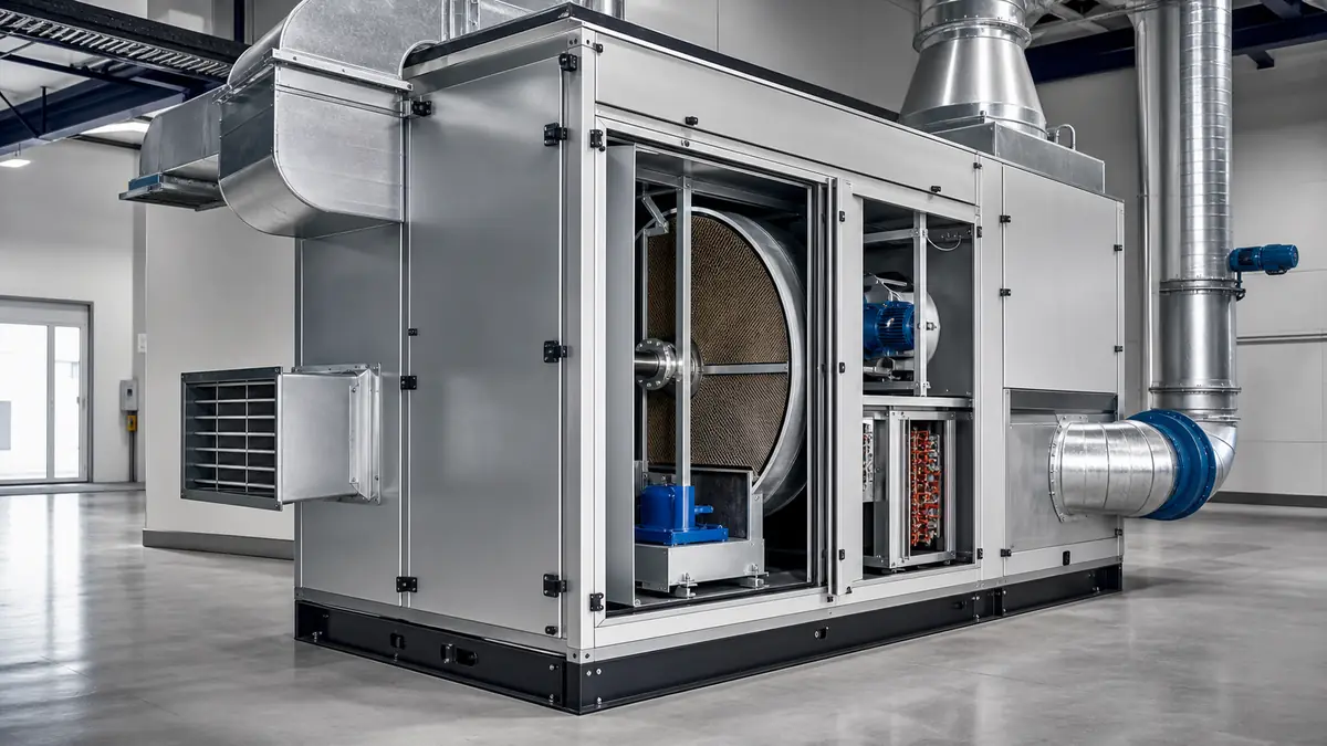 Industrial rotary dehumidifier with desiccant rotor for humidity control